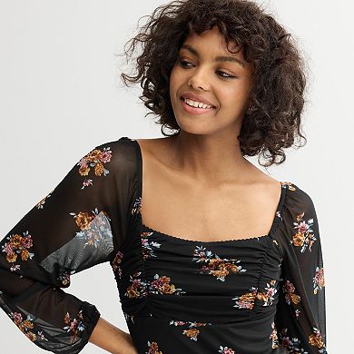 Juniors' Live To Be Spoiled Flocked Mesh Skater Dress