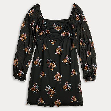 Juniors' Live To Be Spoiled Flocked Mesh Skater Dress