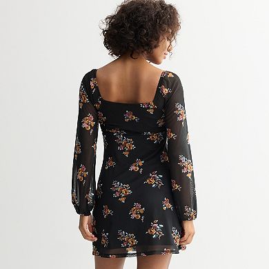 Juniors' Live To Be Spoiled Flocked Mesh Skater Dress