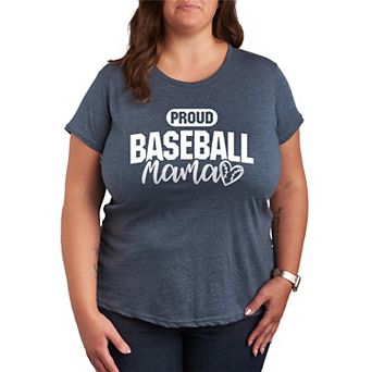 Plus Size Proud Baseball Mama Graphic Tee