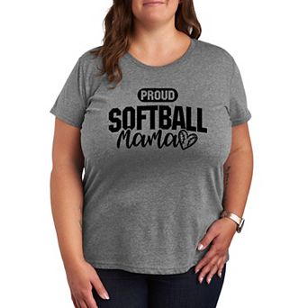Plus Size Proud Softball Mama Graphic Tee