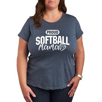 Plus Size Proud Softball Mama Graphic Tee