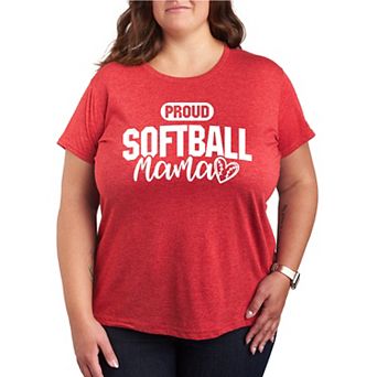 Plus Size Proud Softball Mama Graphic Tee