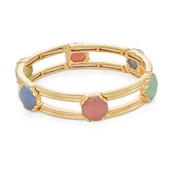 Napier Gold Tone Set-In Simulated Stone Stretch Bracelet
