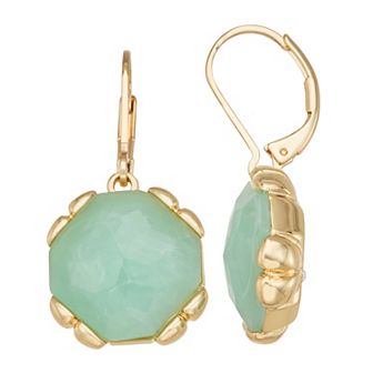 Napier Gold Tone Matcha Set-In Simulated Stone Drop Earrings