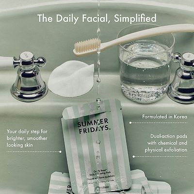クレンジング・メイク落とし SUMMER FRIDAYS DAILY EXFOLIATING PADS Summer Fridays Gentle Reset Daily Exfoliating Pads to Smooth +