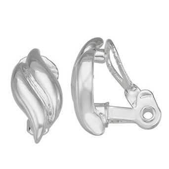 Napier Silver Tone Smooth Clip-On Stud Earrings