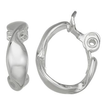 Napier Silver Tone Twist Hoop Clip-On Earrings