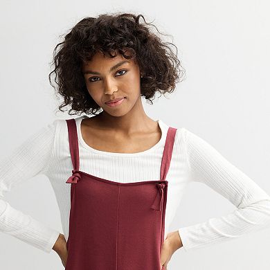 Juniors' Live To Be Spoiled 2-for-1 Jumpsuit with Long Sleeve Shirt