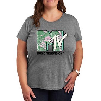 Plus Size MTV Tropical Leaves Graphic Tee