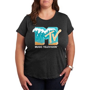 Plus Size MTV Beach Big Waves Graphic Tee