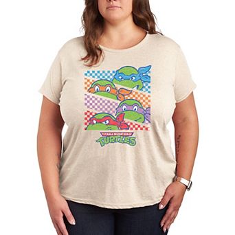 Plus Size Teenage Mutant Ninja Turtles Checkered Vintage Graphic Tee