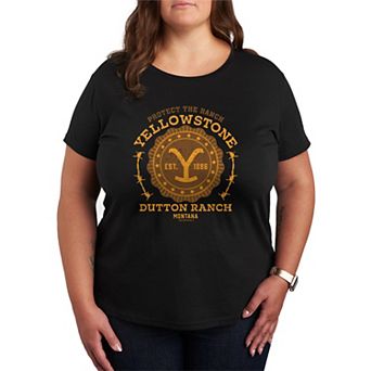 Plus Size Yellowstone Protect The Ranch Collegiate Graphic Tee