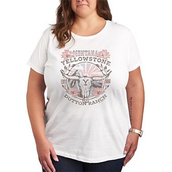 Plus Size Yellowstone Montana Floral Graphic Tee