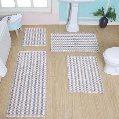 Home Weavers Orion Collection 100% Cotton Non-Slip & Machine Washable Bath Rug 4 PC Set