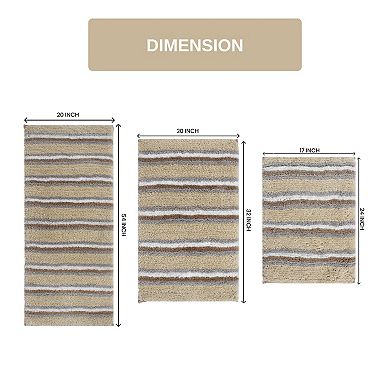 Home Weavers Glamour Collection 100% Microfiber Bathroom Rug, Non Slip & Fast Dry Bath Rug 3 PC Set
