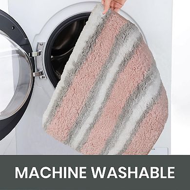 Home Weavers Glamour Collection 100% Microfiber Bathroom Rug, Non Slip & Fast Dry Bath Rug 3 PC Set