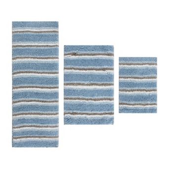 Home Weavers Glamour Collection 100% Microfiber Bathroom Rug, Non Slip & Fast Dry Bath Rug 3 pc Set