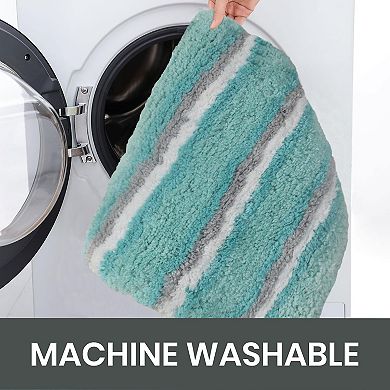 Home Weavers Glamour Collection 100% Microfiber Bathroom Rug, Non Slip & Fast Dry Bath Rug 2 PC Set