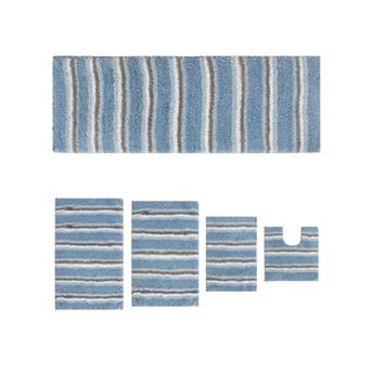 Home Weavers Glamour Collection 100% Microfiber Bathroom Rug, Non Slip & Fast Dry Bath Rug 5 pc Set