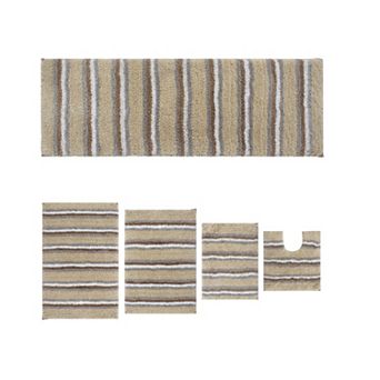 Home Weavers Glamour Collection 100% Microfiber Bathroom Rug, Non Slip & Fast Dry Bath Rug 5 pc Set