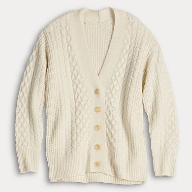 Petite LC Lauren Conrad Cabled Sweater Cardigan