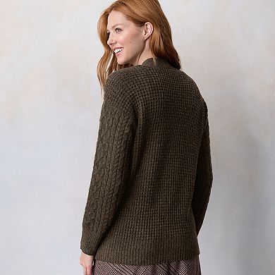 Petite LC Lauren Conrad Cabled Sweater Cardigan