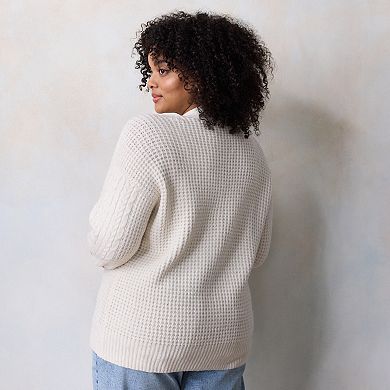 Plus Size LC Lauren Conrad Cabled Cardigan Sweater