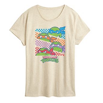Women's Teenage Mutant Ninja Turtles Checkered Graphic Tee