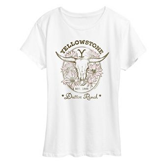 Women's Yellowstone Floral Skull Graphic Tee