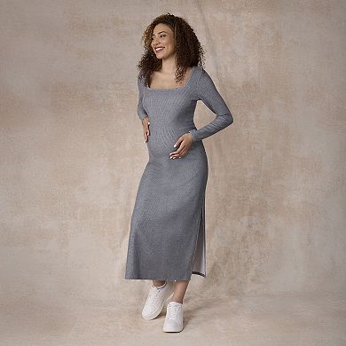 Maternity Motherhood® Long Sleeve Square Neck Bodycon Maxi Dress