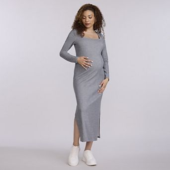 Maternity Motherhood® Long Sleeve Square Neck Bodycon Maxi Dress