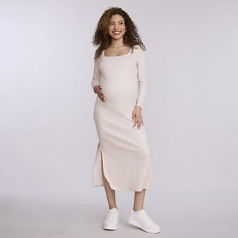Maternity Motherhood® Long Sleeve Square Neck Bodycon Maxi Dress