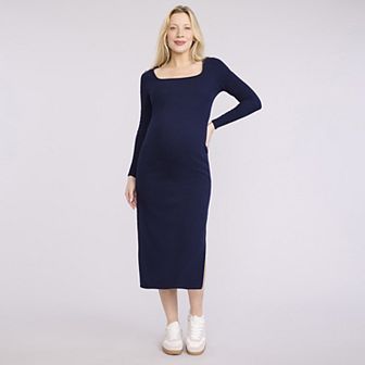 Maternity Motherhood® Long Sleeve Square Neck Bodycon Maxi Dress