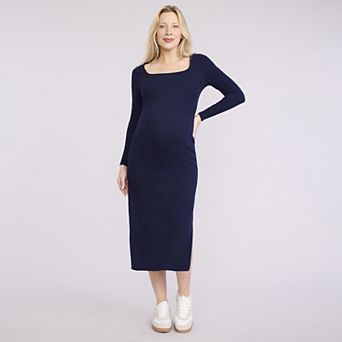 Maternity Motherhood® Long Sleeve Square Neck Bodycon Maxi Dress
