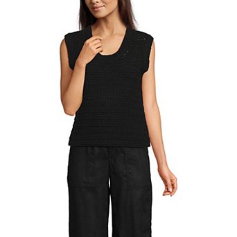 Women's Lands' End Blend Texture U Neck Vest Sweater