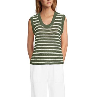 Women's Lands' End Blend Texture U Neck Vest Sweater