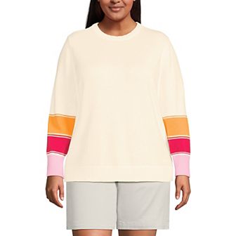 Plus Size Lands' End Drifter Crew Neck Jersey Pull Over Sweater