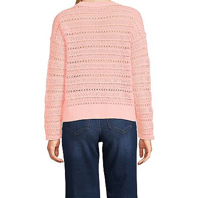 Women's Lands' End Pointelle Crewneck Sweater