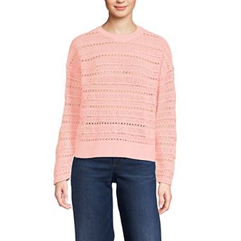 Women's Lands' End Pointelle Crewneck Sweater