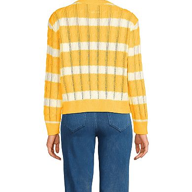 Women's Lands' End Drifter Cable Pointelle Stitch Sweater