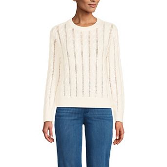 Women's Lands' End Drifter Cable Pointelle Stitch Sweater