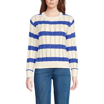 Women's Lands' End Drifter Cable Pointelle Stitch Sweater