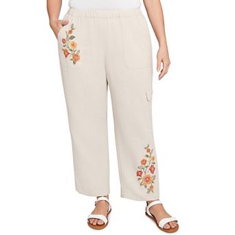 Plus Size Alfred Dunner Floral Embroidered Ankle Pants