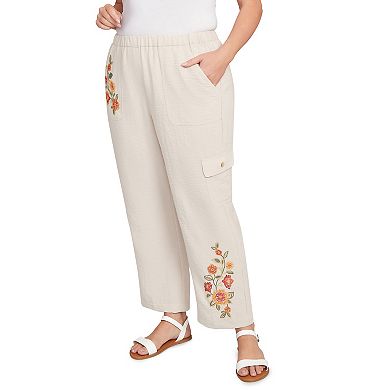Plus Size Alfred Dunner Floral Embroidered Ankle Pants