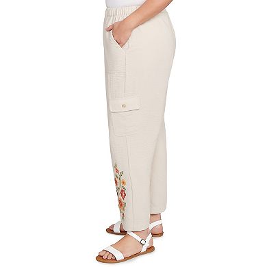 Plus Size Alfred Dunner Floral Embroidered Ankle Pants