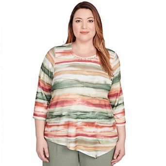Plus Size Alfred Dunner Watercolor Stripe Top