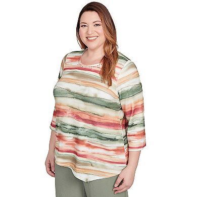 Plus Size Alfred Dunner Watercolor Stripe Top