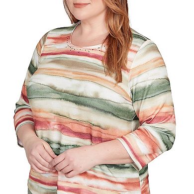 Plus Size Alfred Dunner Watercolor Stripe Top