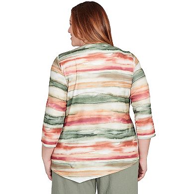 Plus Size Alfred Dunner Watercolor Stripe Top